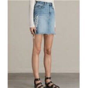 All Saints Philly Denim Embroidered Mini Skirt size 6